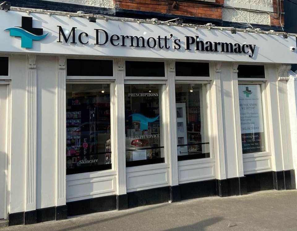 McDermott's Pharmacy storefront on Main Street, Howth